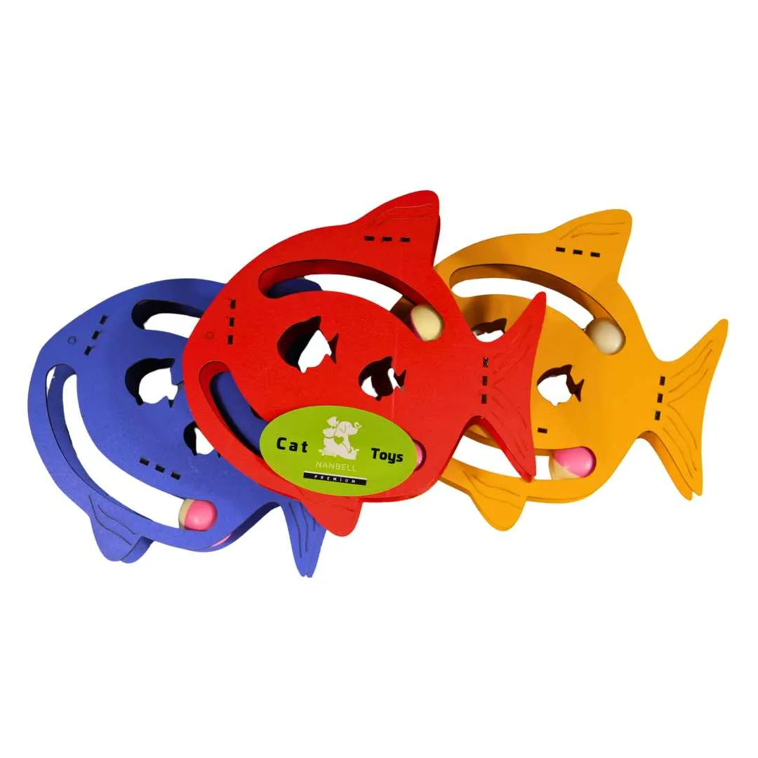 Nanbell Balık Şekilli Kedi Oyuncağı – Zeka Geliştirici Hareketli Toplu Eğlence Platformu 23cm