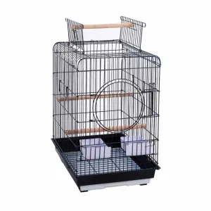 Nanbell A5003 Kuş Kafesi – Siyah Dayanıklı Metal, Ahşap Tünekli ve Kolay Temizlik
