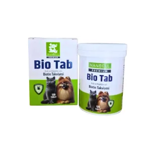 Nanbell Bio Tab – Kedi ve Köpekler İçin Biotin Takviyesi 120 Tablet | Tüy Dökülmesini Azaltır, Parlaklık Kazandırır